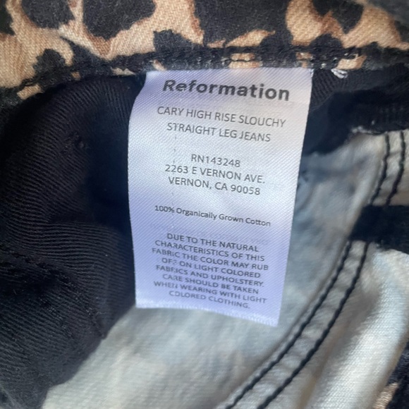 Reformation Cary high rise slouchy Leopard Print Straight-Leg Jeans size 28 - Picture 8 of 11